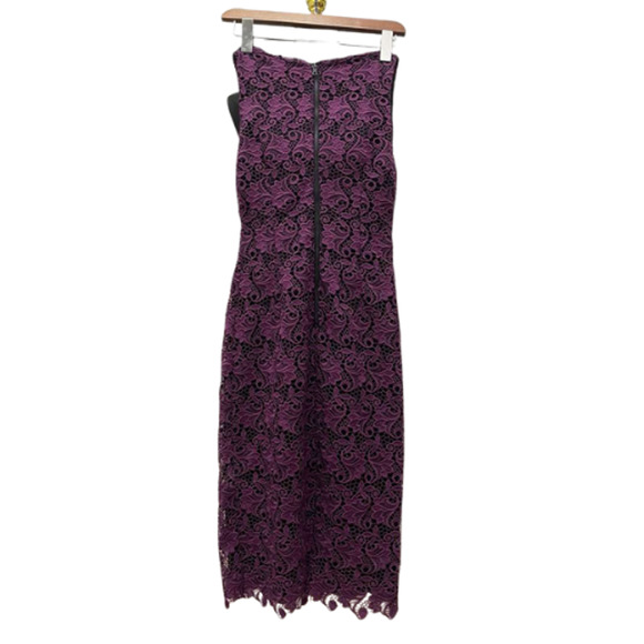 Alice + Olivia Plum Purple Lace V-Neck Sleeveless Sheath Dress 0 New With Tags - Picture 5 of 14
